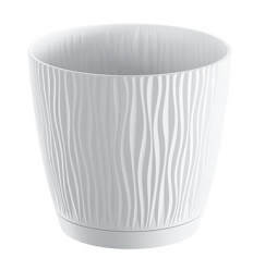 PLASTIC POT, WHITE, 15CM.