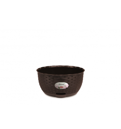 PLASTIC BOWL WITH SAUCER, 30CM, BROWN.