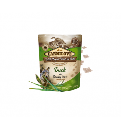 CARNILOVE PATE DUCK WITH TIMOTHY GRASS 300G ŠUNIMS