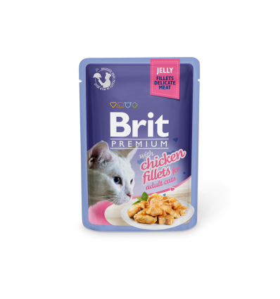 BRIT PREMIUM DELICATE FILLETS IN JELLY WITH CHICKEN POUCH 85G FOR CATS