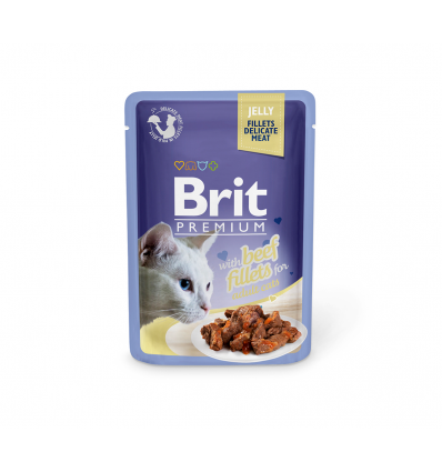 BRIT PREMIUM DELICATE FILLETS IN JELLY WITH BEEF KONSERVAI 85G KATĖMS