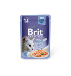 BRIT PREMIUM DELICATE FILLETS IN JELLY WITH SALMON POUCH 85G FOR CATS