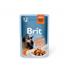 BRIT PREMIUM DELICATE FILLETS IN GRAVY WITH TURKEY KONSERVAI 85G KATĖMS