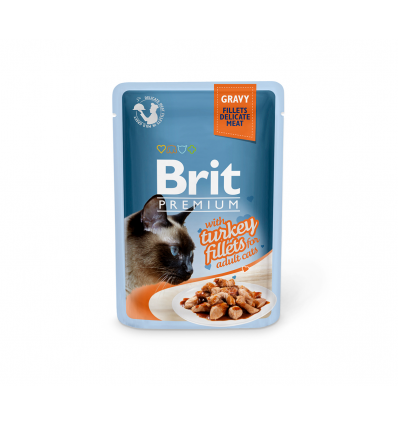 BRIT PREMIUM DELICATE FILLETS IN GRAVY WITH TURKEY KONSERVAI 85G KATĖMS