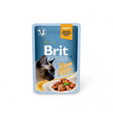 BRIT PREMIUM DELICATE FILLETS IN GRAVY WITH TUNA KONSERVAI 85G KATĖMS