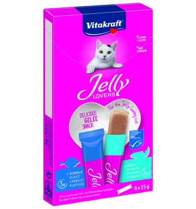 VITAKRAFT JELLY LOVERS SNACK SALMON/PLAICE 6X15G 2459471 FOR CATS