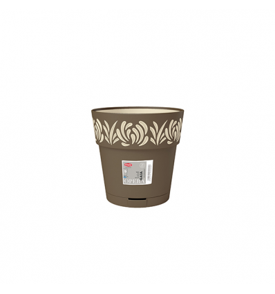 Plastic Pot with Saucer, Brown, 15X15CM (88302)