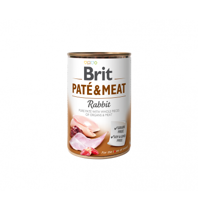 BRIT CARE RABBIT PATE&MEAT KONSERVAI 400G ŠUNIMS