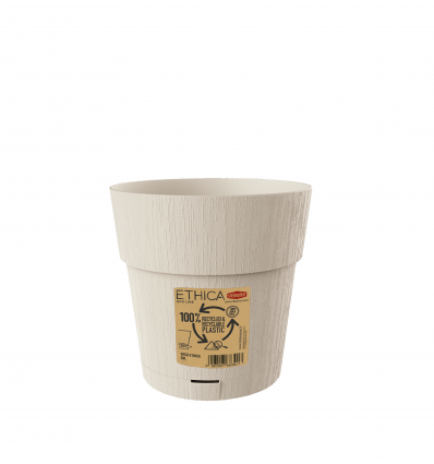 Plastic Pot with Saucer, White, 15X15CM (68000)