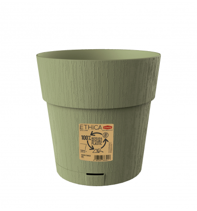 Plastic Pot with Saucer, Green, 20X19CM (68052)