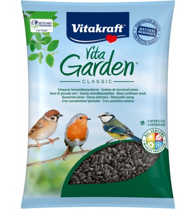 VITAKRAFT CLASSIC SUNFLOWER SEEDS BLACK 3KG 39406 FOR BIRDS