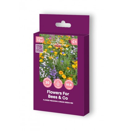 FLOWER MEADOW & GRASS SEEDS MIX FLOWERS FOR BEES AND CO
