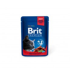 BRIT PREMIUM BEEF STEW POUCH 100G FOR CATS