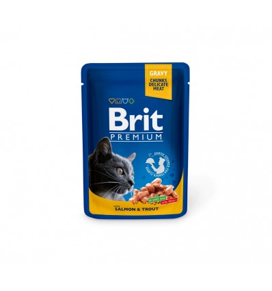 BRIT PREMIUM SALMON&TROUT POUCH 100G FOR CATS