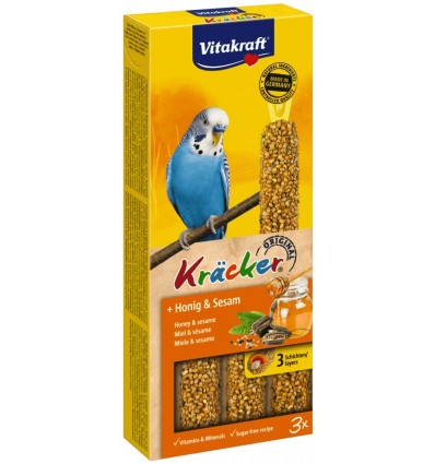 VITAKRAFT SKANĖSTAS KRACKER MEDUS/SEZAMAS 3VNT 2121243 PAPŪGĖLĖMS