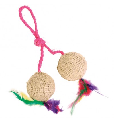 TRIXIE TOY 2 BALLS ON A ROPE 4,5CM FOR CATS