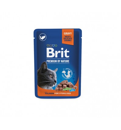 BRIT PREMIUM SALMON STERILISED 100G KATĖMS