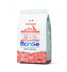 MONGE DRY DOG SPECIAL LINE - ALL BREEDS PUPPY SALMON & RICE 0,8KG ŠUNIUKAMS