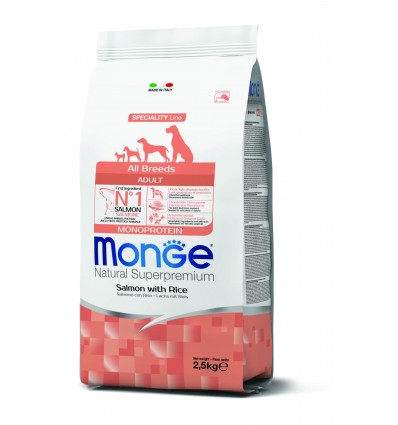 MONGE DRY DOG SPECIAL LINE - ALL BREEDS ADULT SALMON & RICE 2,5KG ŠUNIMS