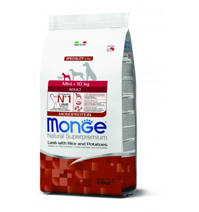 MONGE DRY DOG SPECIAL LINE - MINI ADULT LAMB, RICE & POTATOES 2,5KG FOR DOGS