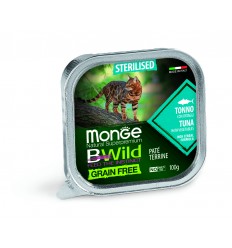 MONGE BWILD CAT GRAIN FREE ADULT STERILIZED TUNA VEGETABLES 100G FOR CATS