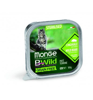 MONGE BWILD CAT GRAIN FREE ADULT STERILIZED BOAR VEGETABLES 100G FOR CATS