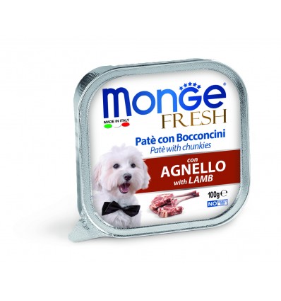 MONGE FRESH - WET DOG ALU PATE & CHUNKIES LAMB 100G FOR DOGS