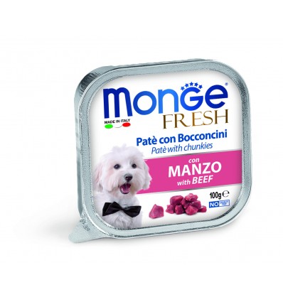 MONGE FRESH - WET DOG ALU PATE & CHUNKIES BEEF 100G FOR DOGS