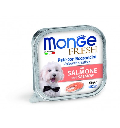 MONGE FRESH - WET DOG ALU PATE & CHUNKIES SALMON 100G FOR DOGS