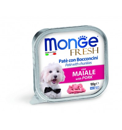 MONGE FRESH - WET DOG ALU PATE & CHUNKIES PORK 100G FOR DOGS