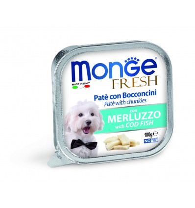 MONGE FRESH - WET DOG ALU PATE & CHUNKIES COD FISH 100G ŠUNIMS