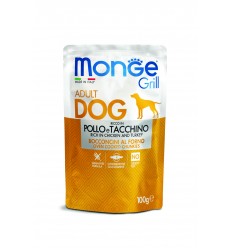 MONGE GRILL- DOG POUCHES CHICKEN & TURKEY 100G FOR DOGS