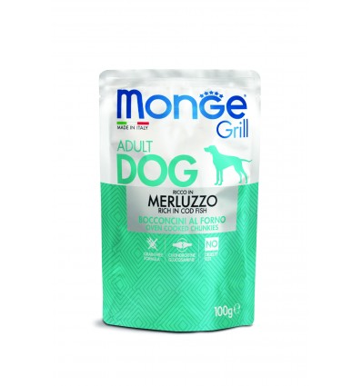 MONGE GRILL- DOG POUCHES CODFISH 100G FOR DOGS