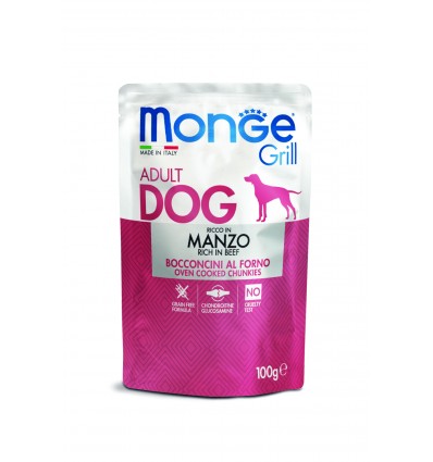 MONGE GRILL- DOG POUCHES BEEF 100G FOR DOGS