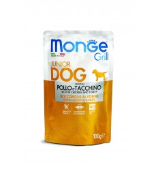 MONGE GRILL - DOG POUCHES PUPPY & JUNIOR CHICKEN & TURKEY 100G ŠUNIUKAMS