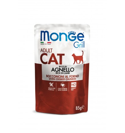 MONGE GRILL- CAT POUCHES ADULT LAMB 85G FOR CATS