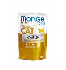 MONGE GRILL- CAT POUCHES STERILISED COCKEREL 85G FOR CATS