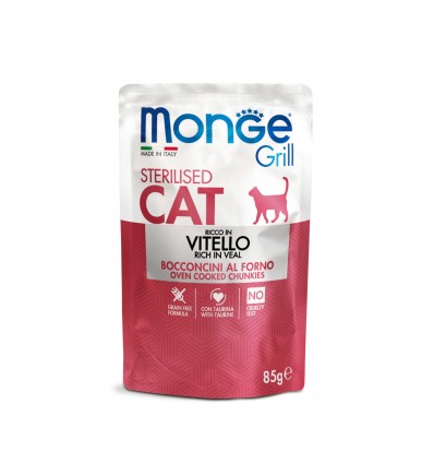 MONGE GRILL- CAT POUCHES STERILISED VEAL 85G FOR CATS