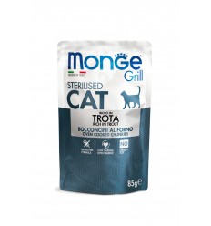 MONGE GRILL- CAT POUCHES STERILISED TROUT 85G FOR CATS