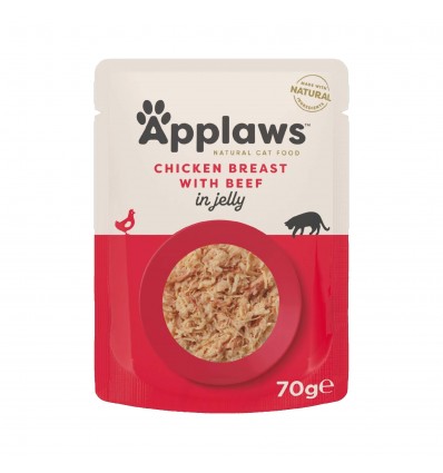 APPLAWS CHICKEN BREAST WITH BEEF IN JELLY POUCH 70G FOR CATS 8252ML-A