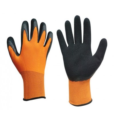 GLOVES WITH LATEX, ORANGE, D8