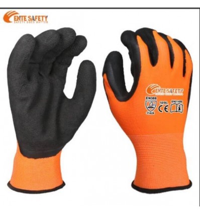 GLOVES WITH LATEX, ORANGE, D9